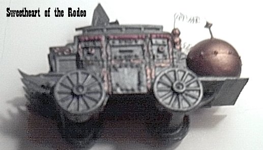 SWEETHEART OF THE RODEO, ARMORED GALVANIC COACH USED BY RECONSTITUTED TEXAS REPUBLIC FORCES AT KEY WEST, SULACO AND OTHER BATTLES